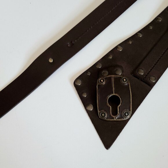 Genuine leather brown belt. Made in France, - Picture 3 of 11